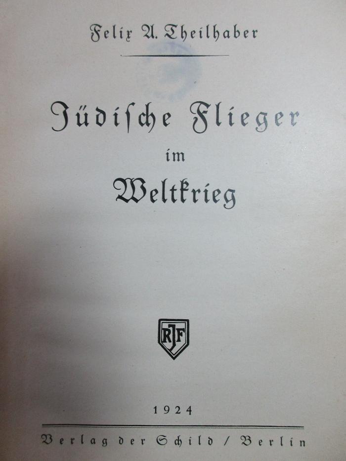 5 X 262 : Jüdische Flieger im Weltkrieg (1924)