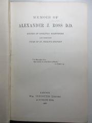 6 B 133 : Memoir of Alexander J. Ross (1888)