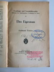 A2 / TOE 101 (ausgeschieden) : Das Eigentum (1926)