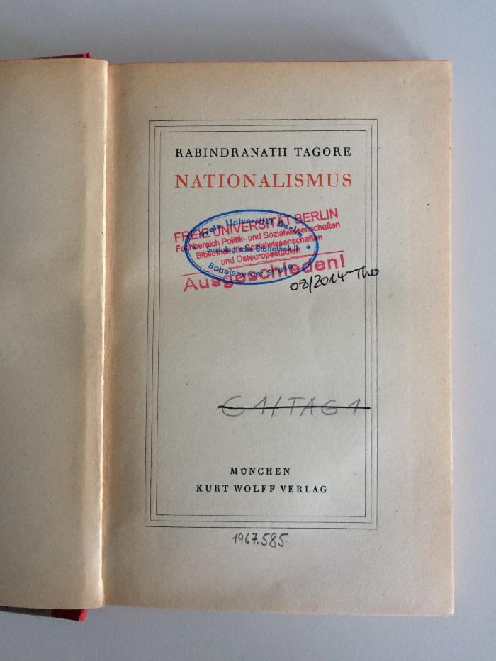 G1 TAG 1 (ausgesondert) : Nationalismus (1921)