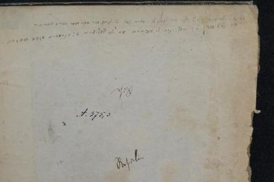 Asch7402 : אהל יעקב (o.A.);- (unbekannt), Von Hand: Notiz; '47
א: אשרו הגור אשר ד׳ אלקון בחר לנחלה לו ו׳ בחורה נופל על לקיחת  
דבר בחור מכמה דפרי מ אחרים
42
א: קיל ד׳ ברח ן ג׳ הבן יניר לי אפרישם עם יעד ש2חלועים ד׳ הנחמדים 
מגהב ומפזחב  '. ;- ([?], Rosalie;unbekannt), Von Hand: Signatur, Name; 'A.375,3
Rosalie'. 