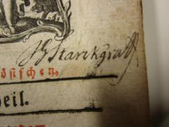 - (Starckgrath[?], J.[?] G.), Von Hand: Autogramm, Name; 'JG Starckgrath'. 