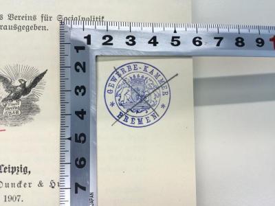 M 513 Kes (ausgeschieden) : Die Deutschen Arbeitgeberverbände (1907);- (Gewerbe-Kammer Bremen), Stempel: Name, Ortsangabe; 'Gewerbe-Kammer Bremen'. 