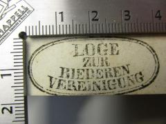 G58 / 1218 (Johannis-Loge Zur Biederen Vereinigung (Glogau)), Stempel: Name, Berufsangabe/Titel/Branche; 'Loge zur biederen Vereinigung'.  (Prototyp)