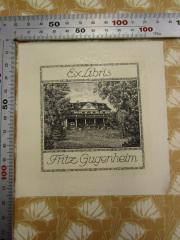 - (Gugenheim, Fritz), Etikett: Exlibris, Name, Abbildung; 'Ex Libris Fritz Gugenheim'.  (Prototyp)