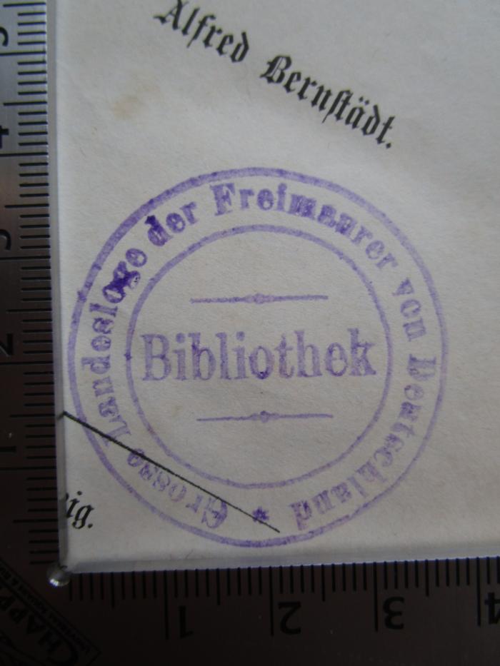  Tibulls Elegieen (um 1880);- (Grosse Landesloge der Freimaurer von Deutschland), Stempel: Berufsangabe/Titel/Branche, Name; 'Bibliothek Grosse Landesloge der Freimaurer von Deutschland'.  (Prototyp)