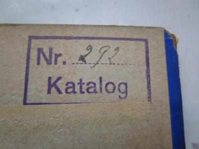 - (Grosse Landesloge der Freimaurer von Deutschland), Stempel: Exemplarnummer, Signatur; 'Nr. ...............
Katalog'.  (Prototyp);Fc 738 1784: Taschenbuch für Brüder Freymaurer auf das Jahr 1784 (1784);G58 / 182 (Grosse Landesloge der Freimaurer von Deutschland), Von Hand: Exemplarnummer; '292'. 