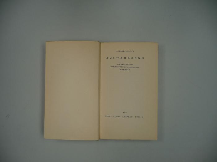  Auswahlband. Aus neun Bänden erzählender und kritischer Schriften. (1930)
