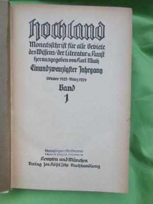 Z 720 : Hochland. Monatsschrift für alle Gebiete des Wissens/ der Literatur u. Kunst (1923-1927)