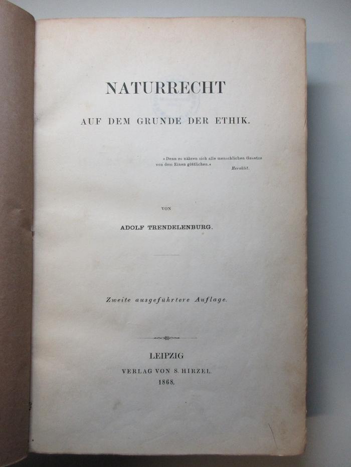 3 X 1085&lt;3&gt; : Naturrecht
Auf dem Grunde der Ethik (1868)