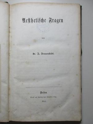 3 X 1089 : Ästetische Fragen (1853)
