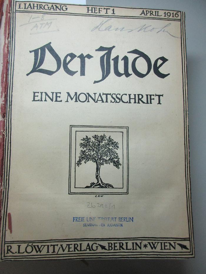 Zb 292-1 : Der Jude : Eine Monatsschrift (1916)