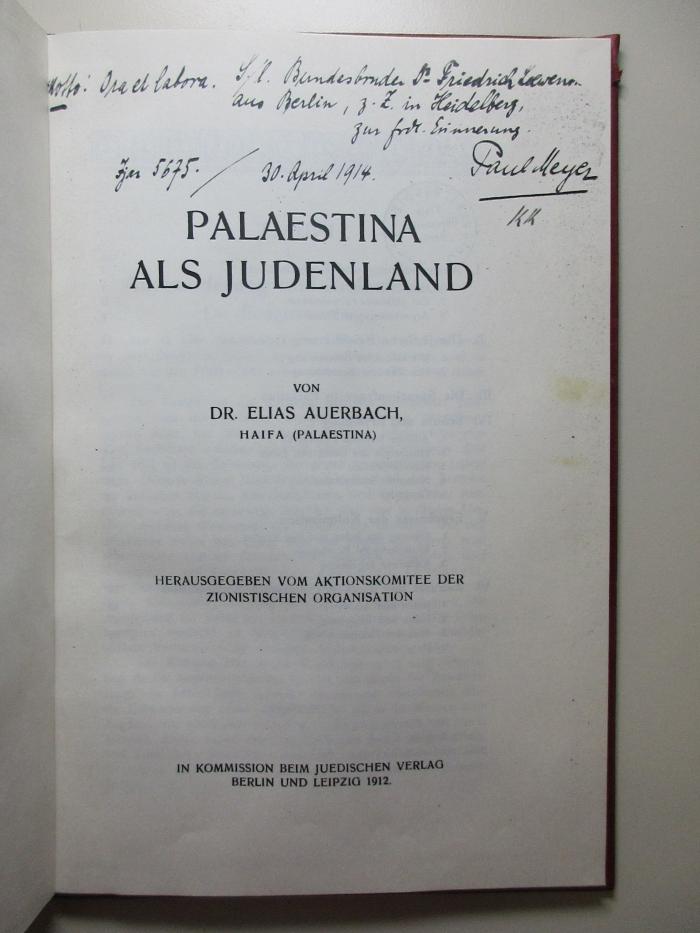 3 X 1312 : Palestina als Judenland (1912)
