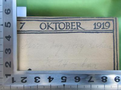 Zb 292-4 : Der Jude : Eine Monatsschrift (1919);- (Ruhen, Josef), Von Hand: Name, Preis, Widmung; 'Herrn Ing. Josef Ruhen K14 in bar'. 