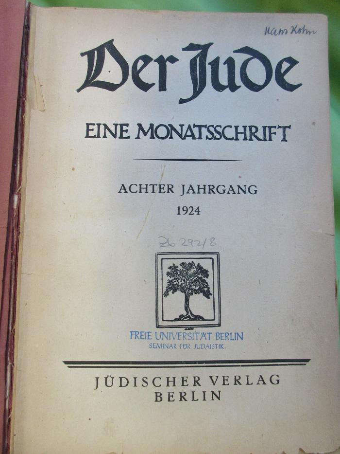 Zb 292-8 : Der Jude : Eine Monatsschrift (1924)