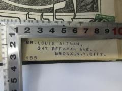 - (Altman, Louis), Stempel: Name, Ortsangabe; 'Louis Altman, 347 Beekman Ave., Bronx, N. Y.'. 