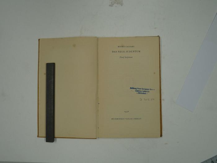 D 415 24: Das neue Judentum.  Fünf Aufsätze. (1936)