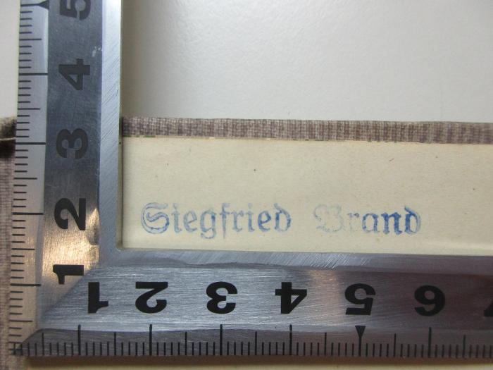- (Brand, Siegfried), Stempel: Autogramm; 'Siegfried Brand'. 