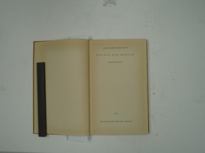  Vögele der Maggid. Eine Novelle (1936)