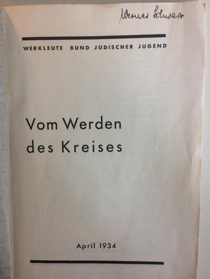 Rara 3417 : Vom Werden des Kreises (April 1934)