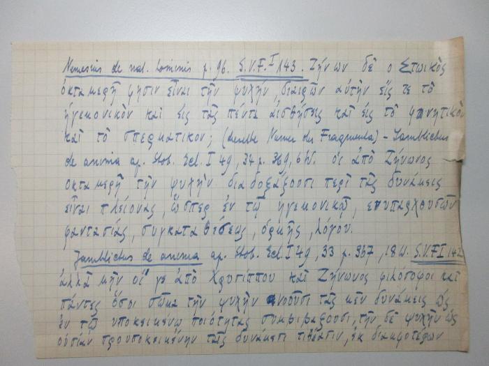 GB M 7282 : Die Psychologie des Aristoteles, insbesondere seine Lehre vom nus poietikos (1867);-, Von Hand: Notiz; 'Nemesis de nat. hominis ...
 [Text in Griechisch]'