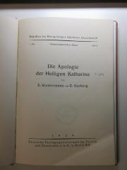 BO 1830 K19 K6 : Die Apologie der Heiligen Katharina (1924)