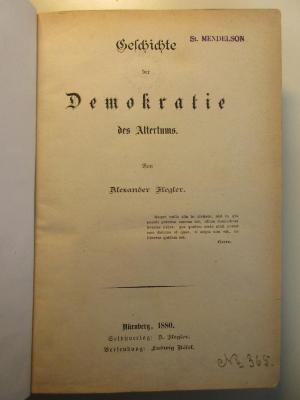 3 X 1459 : Geschichte der Demokratie (1880)