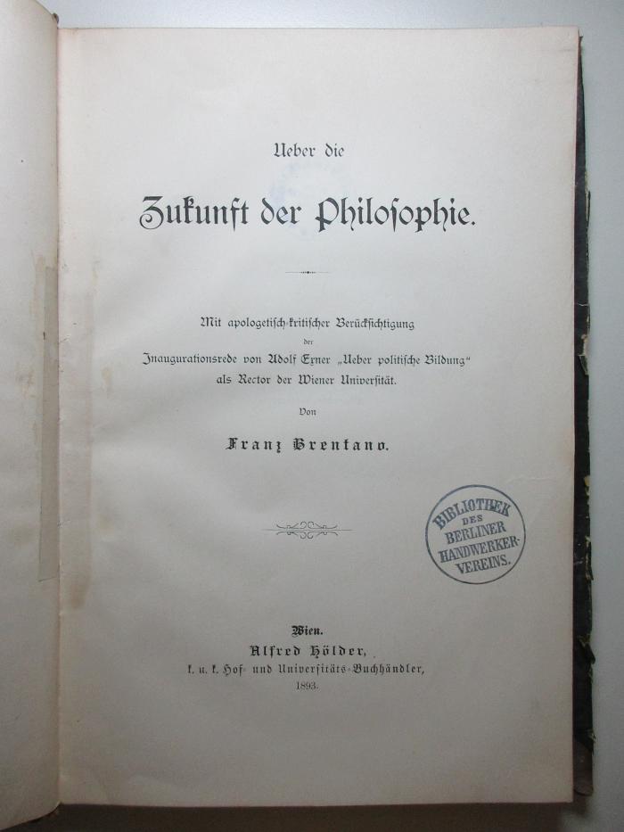 1389 : Über die Zukunft der Philosophie (1893)