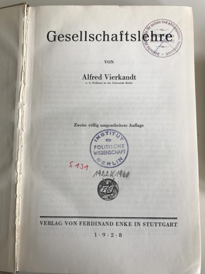 S 131 VIE : Gesellschaftslehre (1928)