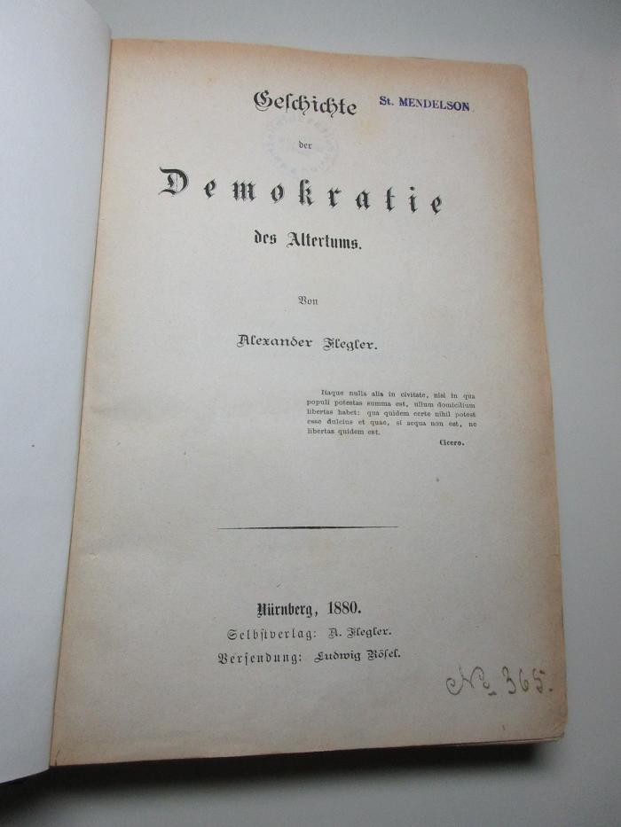 3 X 1459 : Demokratie des Altertums (1880)