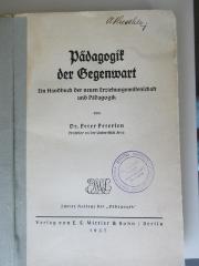 DD 8750 P126(2) : Pädagogik der Gegenwart : Ein Handbuch der neuen Erziehungswissenschaft und Pädagogik (1937)