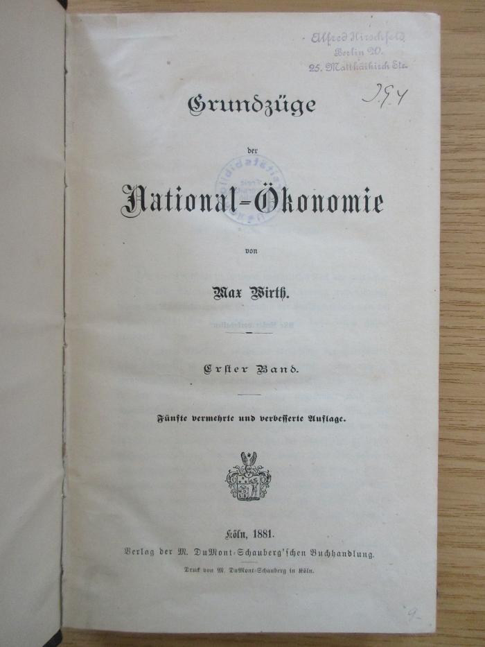 3 X 35 &lt;5&gt; : Grundzüge der Naional-Ökonomie (1881)