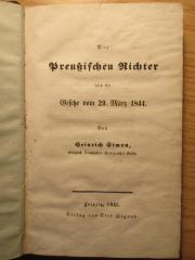 3 X 1451 : Die Preßischen Richter
und die
Gesetze vom 29. März 1844 (1845)