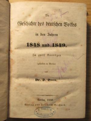 3  1437 : Die Geschichte der Deutschen Volkes
in den Jahren
1848 und 1849 (1850)