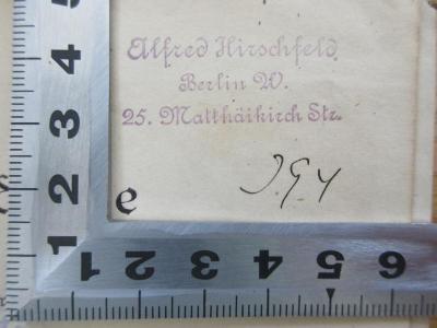 3 X 35 &lt;5&gt; : Grundzüge der Naional-Ökonomie (1881);- (Hirschfeld, Alfred), Stempel: Exlibris; 'Alfred Hirschfeld
Berlin W.
25. Matthäikirch Str.'.  (Prototyp)
