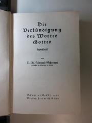BQ 3000 S378 : Die Verkündigung des Wortes Gottes : Homiletik (1936)