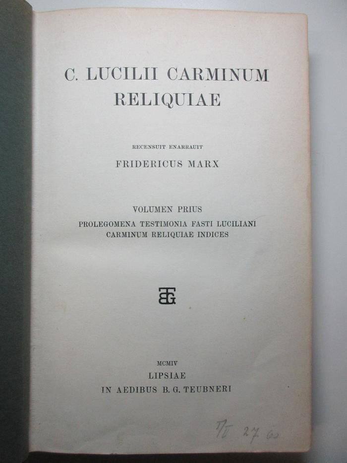 6 K 105-1 : C. Lucilii Carminum Reliquiae (1904)