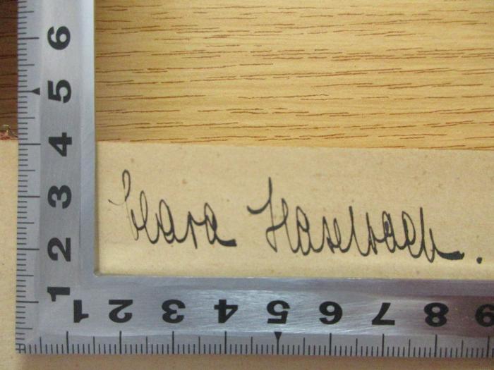 -, Von Hand: Monogramm; 'Clara Hatllbach';3 X 421 : Weisheit und Schicksal (1918)