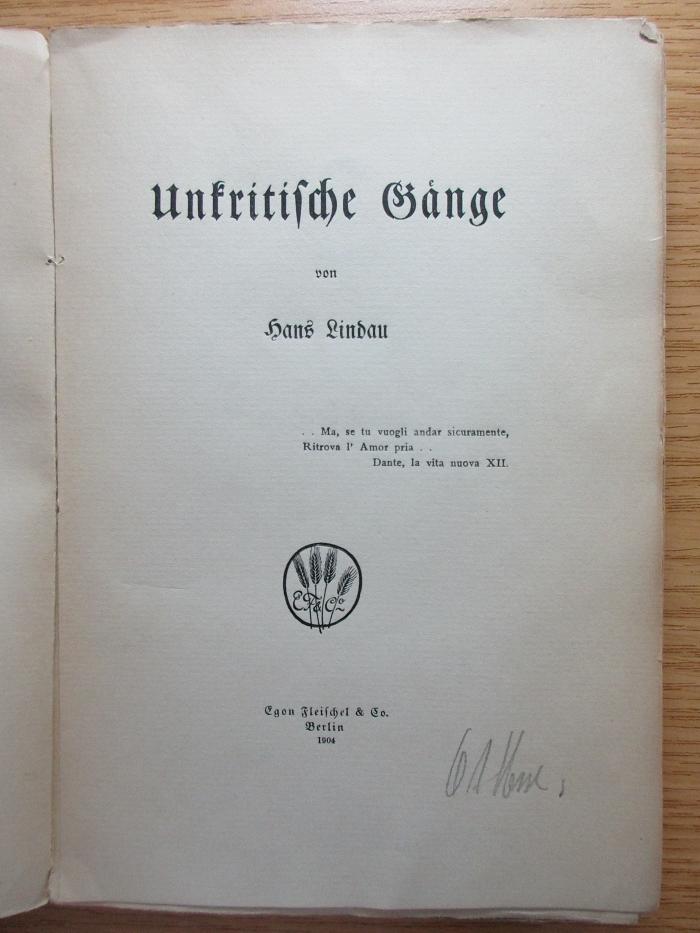 3 X 487 : Unkritische Gänge (1904)