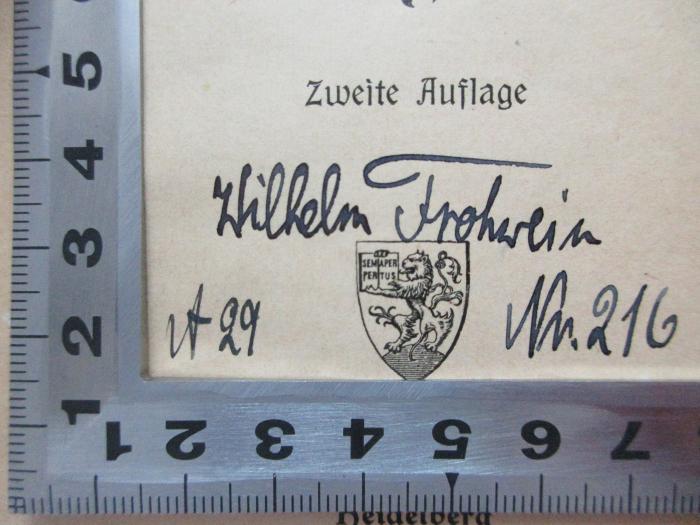 -, Von Hand: Name; 'Wilhelm  Frohwein
 A29 Nr. 216';3 X 75 : 1812 : Historisches Drama in fünf Aufzügen (ca. 1900)