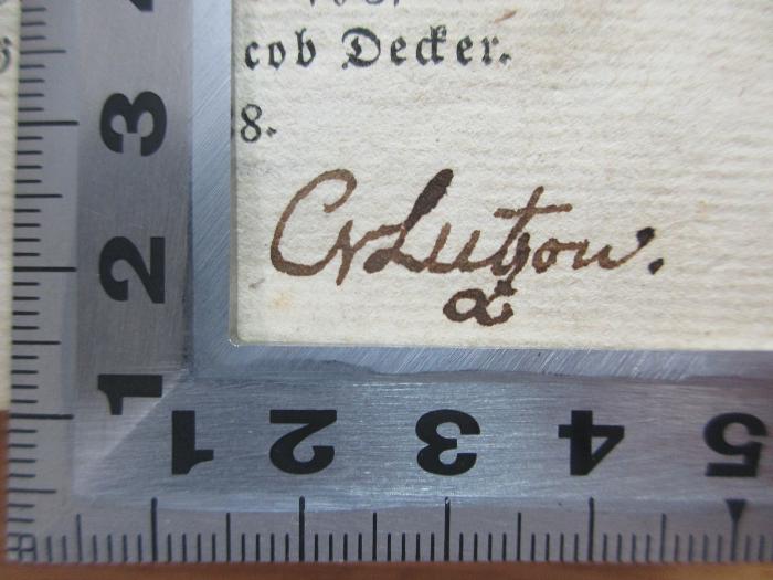3 X 9 : Wanderschaft : Eine wahrhafte Geschichte (1778);- (Lutzow, Cr.), Von Hand: Initiale; 'CrLotzow.'. 