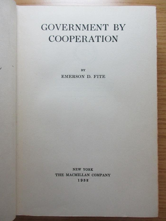 3 X 591 : Government by Cooperation (1932)