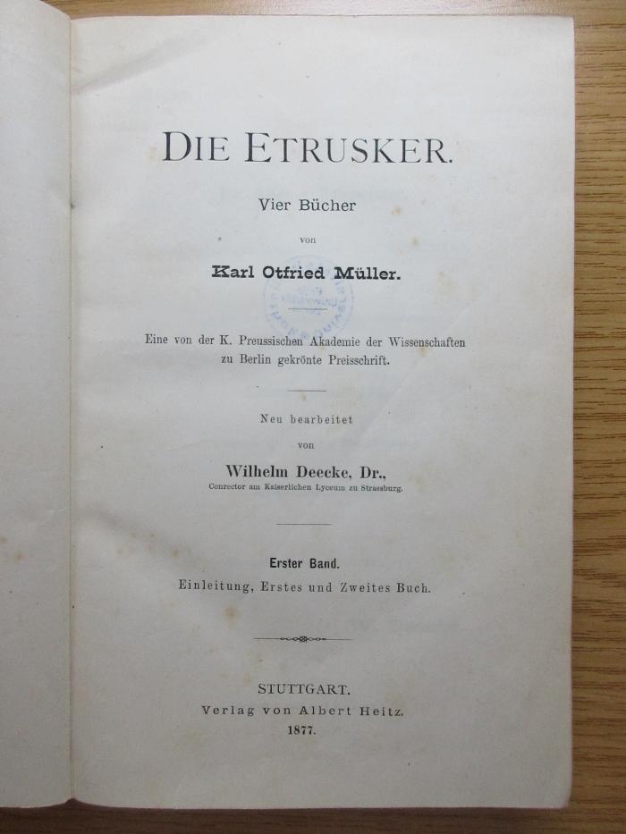 5 F 22<1> : Die Etrusker : Vier Bücher (1877)