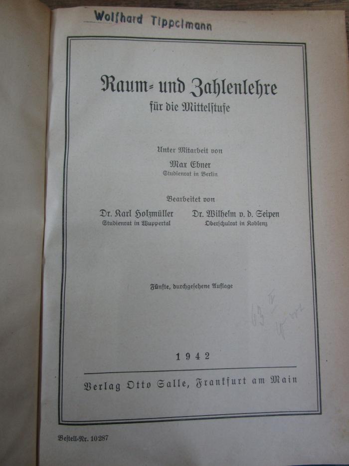 Pe 1645 e: Raum- und Zahlenlehre für die Mittelstufe (1942)