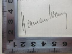 - (Wemg, Hermann), Von Hand: Name; 'Hermann Wemg'. 