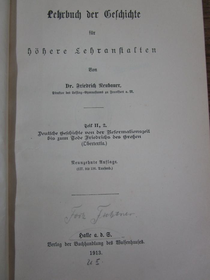 Pe 1648 ai 2,2: Lehrbuch der Geschichte für höhere Lehranstalten (1913)