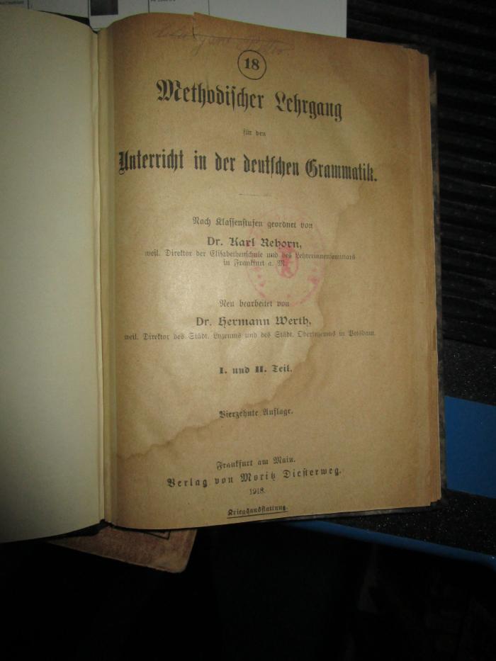 Pe 1569 ad: Methodischer Lehrgang für den Unterricht in der deutschen Grammatik (1918)