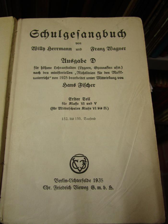Pe 1425 1935 1: Schulgesangsbuch : Ausgabe D (1935)