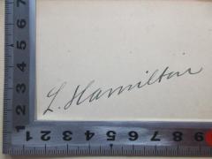 - (Hamilton, L.), Von Hand: Name; 'L Hamilton'. 