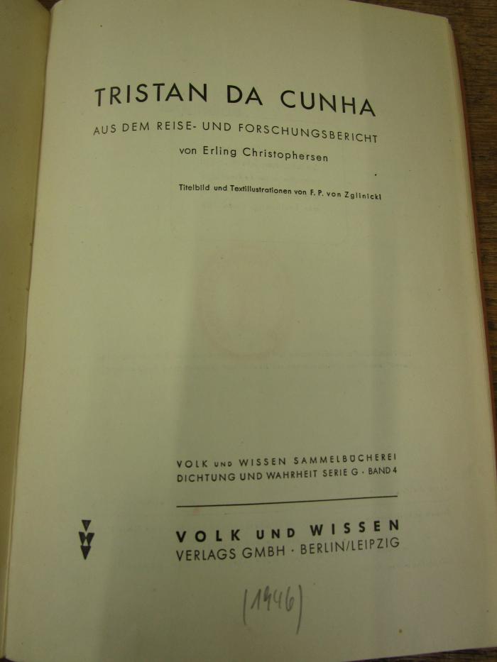 Pe 1654: Tristan da Cunha : aus dem Reise- und Forschungsbericht (1946)